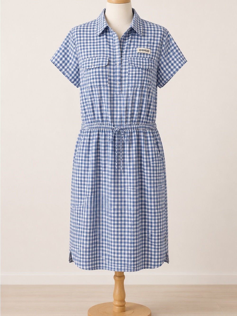 Magellan Outdoors Blue Gingham Fishing Dress | XL | UPF Travel Dress